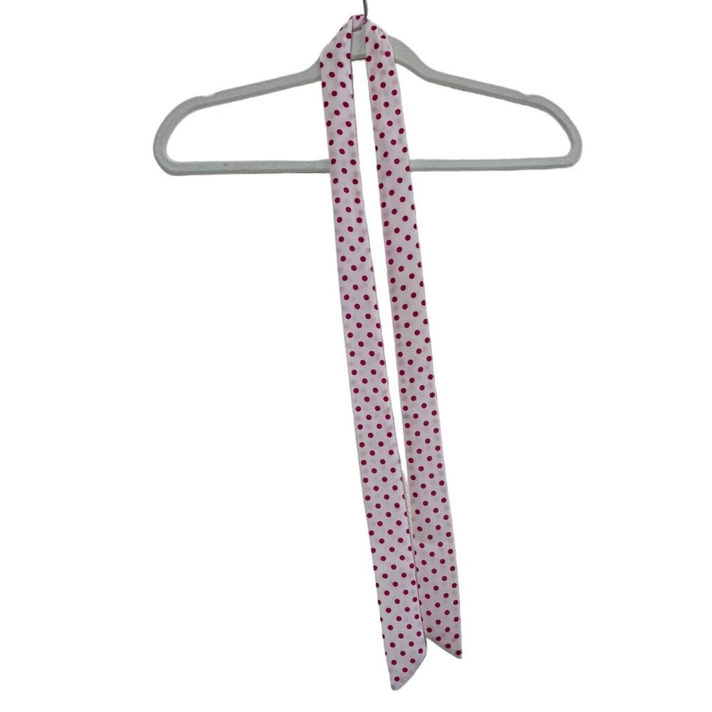 NWOT White and Pink Polkadotted Scarf Ascot Tie